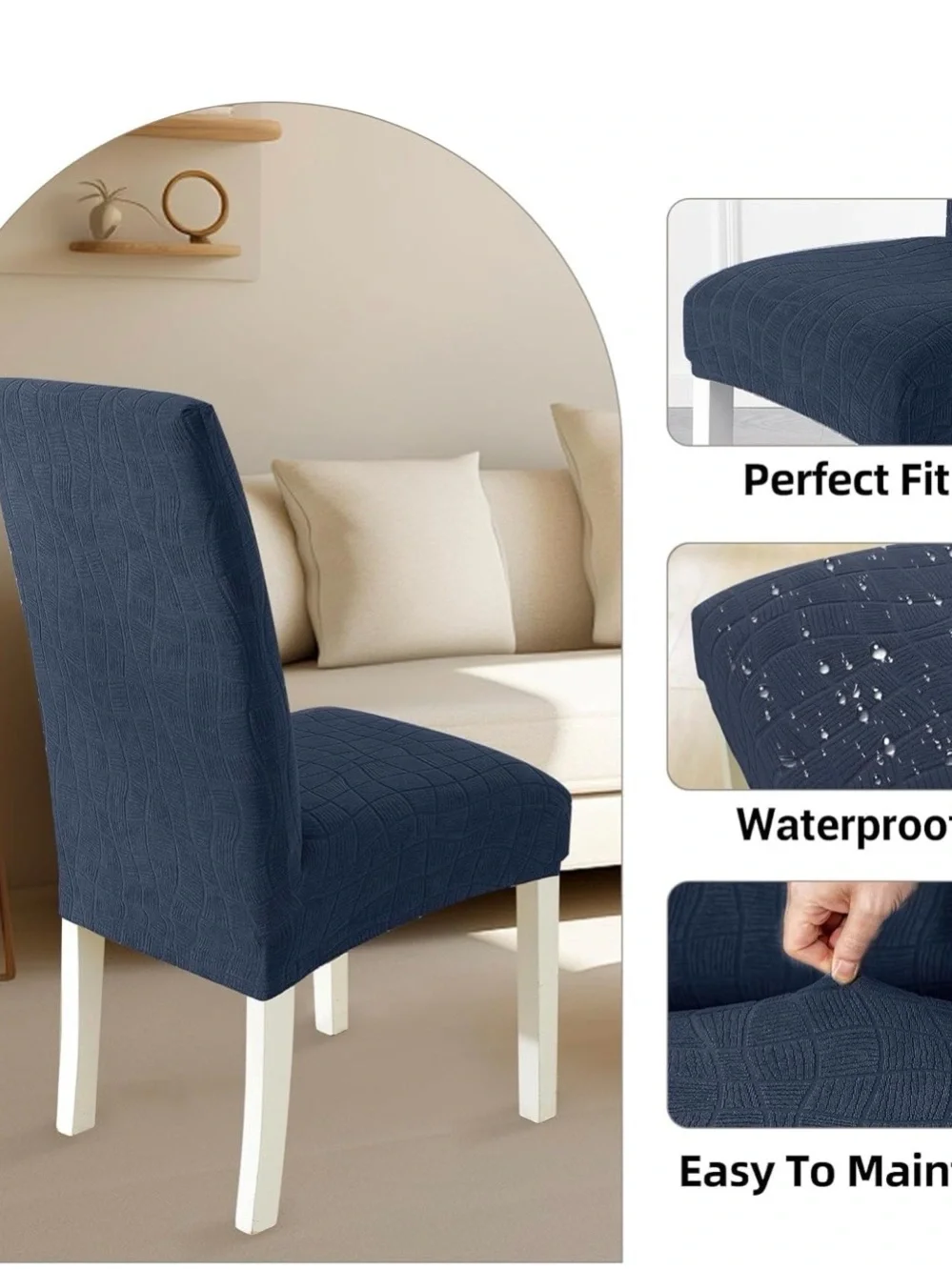 Stretch Dining Chair Slipcovers - Navy (Set of 2)